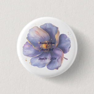 Badge Rond 2,50 Cm Mariage Moderne Minimaliste Or et Violet