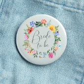 Badge Rond 2,50 Cm Mariée Fleur Sauvage à Venir Écriture Mariage