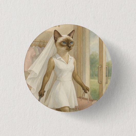 Badge Rond 2,50 Cm Mariée golfeuse en cabine d'essayage (Devant)