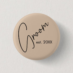 Badge Rond 2,50 Cm Mariée moderne Beige + noir