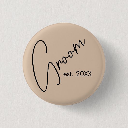 Badge Rond 2,50 Cm Mariée Moderne | Écriture beige et noir (Devant)
