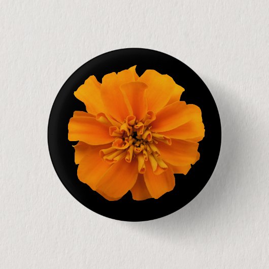 Badge Rond 2,50 Cm Marigold orange en noir (Devant)