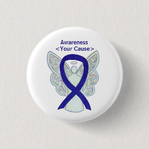 Badge Rond 2,50 Cm Marine, Indigo, Épingle de ruban de sensibilisatio