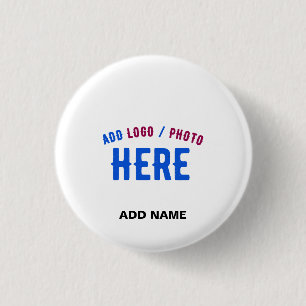 BADGE ROND 2,50 CM MARQUE BLANCHE MODERNE ET PERSONNALISABLE VÉRIFIÉE