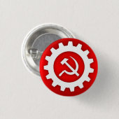 Badge Rond 2,50 Cm Marteau blanc et pinte à faucille avec manche blan (Devant & derrière)