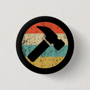 Badge Rond 2,50 Cm Marteau rétro Vintage de charpentier