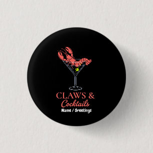 Badge Rond 2,50 Cm Martini aux pinces de homard rétro Claws and Cockt