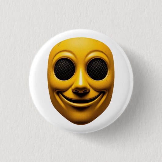 Badge Rond 2,50 Cm Masque souriant jaune (Devant)