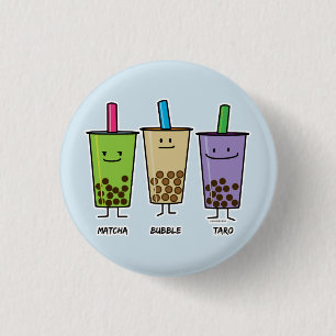 Badge Rond 2,50 Cm Matcha boba thé lait de boisson verte Taro tapioca