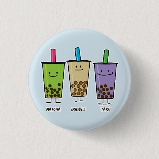 Badge Rond 2,50 Cm Matcha boba thé lait de boisson verte Taro tapioca (Devant)