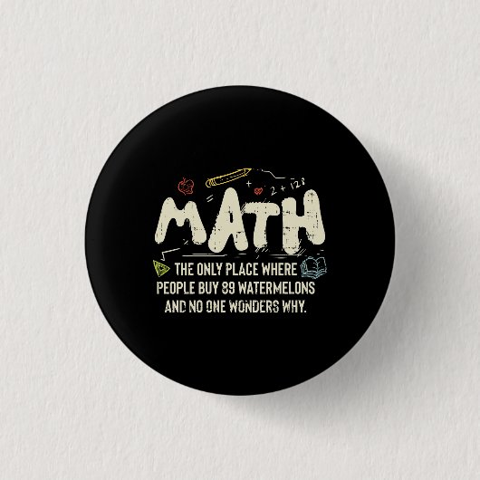 Badge Rond 2,50 Cm Math  Mathematics Math Teacher Gift (Devant)