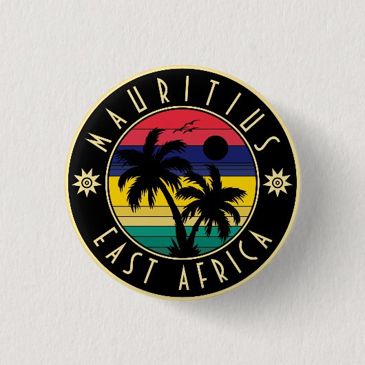 Badge Rond 2,50 Cm Maurice Afrique de l'Est Rétro Sunset Souvenirs 60 (Devant)