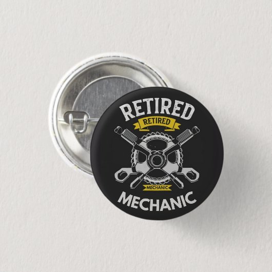 Badge Rond 2,50 Cm Mécanique à la retraite (Devant & derrière)