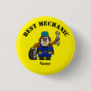 Badge Rond 2,50 Cm Mécanique masculin drôle avec pneu et bouton de cl