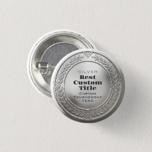 Badge Rond 2,50 Cm Médaille d'argent réaliste 3D personnalisable et m