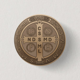 Badge Rond 2,50 Cm Médaille de Saint-Benoît Croix de protection catho