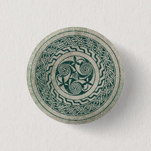 Badge Rond 2,50 Cm Médaillon irlandais Celtic Knotwork Motif en vert (Devant)