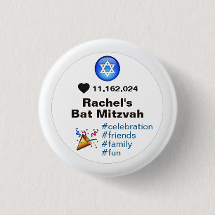 Badge Rond 2,50 Cm Médias sociaux Bat mitzvah Emoji ou Bar Mitzvah