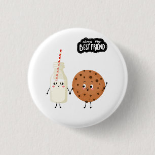 Badge Rond 2,50 Cm Meilleur ami lait et biscuit