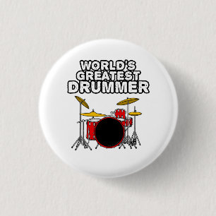 Badge Rond 2,50 Cm Meilleur Drummer du monde, Drum Kit Musician Funny