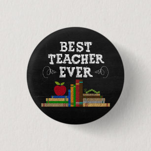 Badge Rond 2,50 Cm Meilleur enseignant jamais Tableau noir