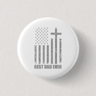 Badge Rond 2,50 Cm Meilleur Papa Chretien Patriotique Drapeau USA Gra
