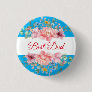 Badge Rond 2,50 Cm Meilleur papa cité floral