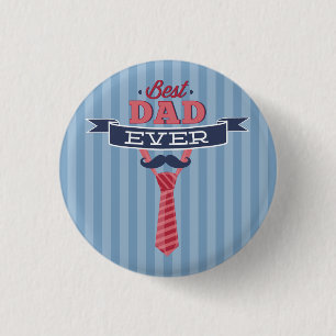 Badge Rond 2,50 Cm Meilleur papa Jamais Moustache et Cravate Bleu Str