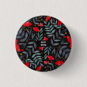 Badge Rond 2,50 Cm Meilleure maman fleurs rouges jardin magique (Devant)