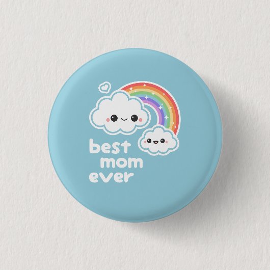 Badge Rond 2,50 Cm Meilleurs nuages mignons d'arc-en-ciel de maman (Devant)