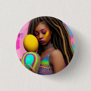 Badge Rond 2,50 Cm Melanin Easter Rainbow Spring Sista Girl Birthday
