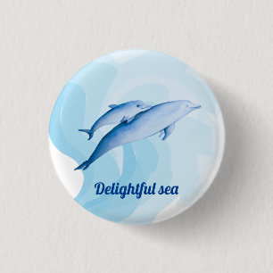 Badge Rond 2,50 Cm Mer Extraordinaire avec dauphins