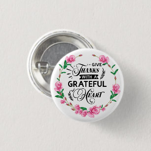 Badge Rond 2,50 Cm Merci.   Couronne florale rose