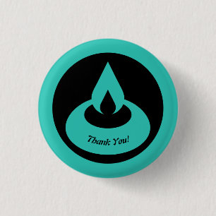 Badge Rond 2,50 Cm Merci moderne Turquoise & Black Oil Light !