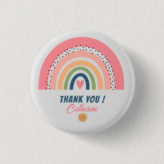 BADGE ROND 2,50 CM MERCI RAINBOW CUTE BOHO DESIGN (Devant)