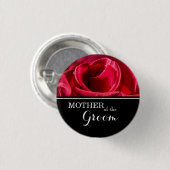 Badge Rond 2,50 Cm "Mère de la chambre" Mariage Roses rouges (Devant & derrière)