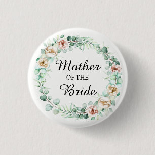 Badge Rond 2,50 Cm mère de la mariée, couronne d'eucalyptus aquarelle