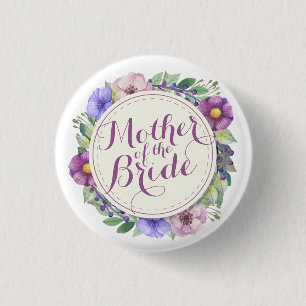 Badge Rond 2,50 Cm Mère de la mariée Élégant bouton floral