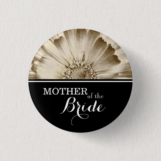 Badge Rond 2,50 Cm Mère de la mariée Mariage Gold Daisy (Devant)