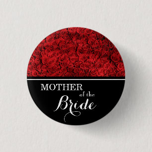 Badge Rond 2,50 Cm "Mère de la mariée" Mariage Roses rouges