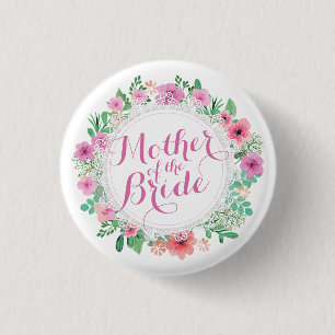 Badge Rond 2,50 Cm Mère de l'aquarelle de jeune mariée épousant le