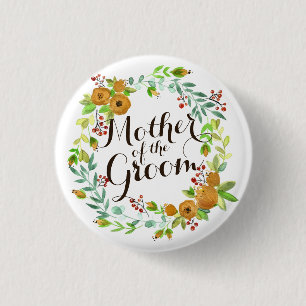 Badge Rond 2,50 Cm Mère de l'aquarelle de marié épousant le bouton