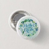 Badge Rond 2,50 Cm Mère du bouton de Pin d'aquarelle de jeune mariée (Devant & derrière)