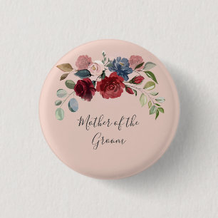 Badge Rond 2,50 Cm Mère du Groom Rustique Bourgogne Floral Custom