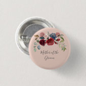 Badge Rond 2,50 Cm Mère du marié Rustique Bourgogne Floral Personnali (Devant & derrière)