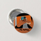 Badge Rond 2,50 Cm Mère Mains mobiles Cyan Orange Noir (Devant & derrière)