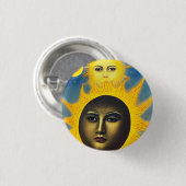 Badge Rond 2,50 Cm Mère Nature Soleil Lune face Art imaginaire origin (Devant & derrière)
