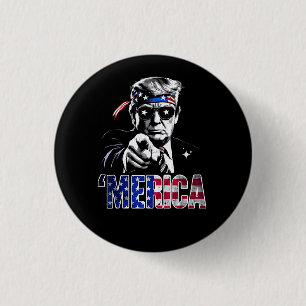 Badge Rond 2,50 Cm Merica Trump American Flag États-Unis
