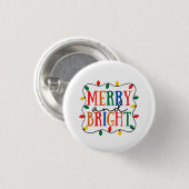 Badge Rond 2,50 Cm Merry And Bright Christmas (Devant & derrière)