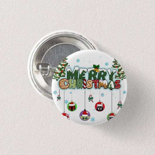 Badge Rond 2,50 Cm Merry Christmas Button (Devant & derrière)